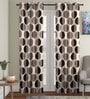 Brown Geometric Polyester 9 Ft Semisheer Eyelet Door Curtains (Set of 2)
