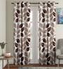 Brown Floral Polyester 9 Ft Semisheer Eyelet Door Curtains (Set of 2)