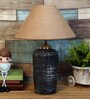 Brown Shade Table Lamp With Terracotta Base