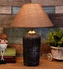 Brown Shade Table Lamp With Terracotta Base
