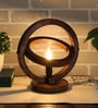Madeline LED Brown Wood Shade Table Lamp With Mango wood Base