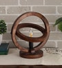 Madeline LED Brown Wood Shade Table Lamp With Mango wood Base