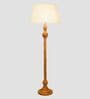 Brown Shade Floor Lamp With Wood Base