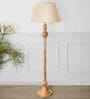 Brown Shade Floor Lamp With Wood Base