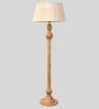 Brown Shade Floor Lamp With Wood Base