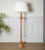Brown Shade Floor Lamp With Wood Base