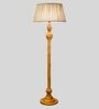 Brown Shade Floor Lamp With Wood Base