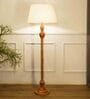 Brown Shade Floor Lamp With Wood Base