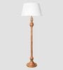 Brown Shade Floor Lamp With Wood Base
