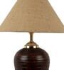 Venice Brown Fabric Shade Night Lamp With Teracotta Base