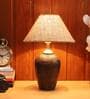 Venice Brown Fabric Shade Night Lamp With Teracotta Base