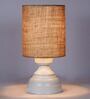 Royal Brown Natural Fiber Shade Night Lamp With Metal Base
