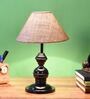 Brown Shade Table Lamp With Metal Base