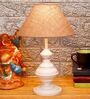 Brown Shade Table Lamp With Metal Base