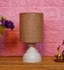 Royal Brown Natural Fiber Shade Night Lamp With Metal Base