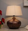 Brown Shade Table Lamp With Metal Base