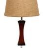 Canvas Brown Natural Fiber Shade Night Lamp With Wood Base