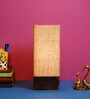 Titan Brown Natural Fiber Shade Table Lamp With Wood Base