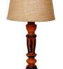 Solitaire Brown Natural Fiber Shade Night Lamp With Wood Base