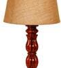 Margie Brown Natural Fiber Shade Night Lamp With Wood Base
