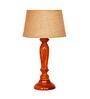 Elona Brown Natural Fiber Shade Night Lamp With Wood Base