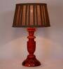 Cumberland Brown Fabric Shade Night Lamp With Wood Base