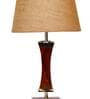 Charles Brown Natural Fiber Shade Night Lamp With Wood Base