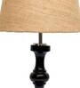 Groove Brown Natural Fiber Shade Night Lamp With Wood Base