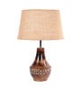 Marazzi Brown Natural Fiber Shade Night Lamp With Wood Base