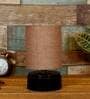 Brown Shade Table Lamp With Wood Base
