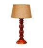 Margie Brown Natural Fiber Shade Night Lamp With Wood Base