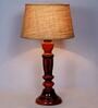 Solitaire Brown Natural Fiber Shade Night Lamp With Wood Base