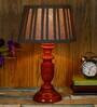Cumberland Brown Fabric Shade Night Lamp With Wood Base