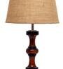 Salerno Brown Natural Fiber Shade Night Lamp With Wood Base