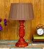 Cumberland Brown Fabric Shade Night Lamp With Wood Base