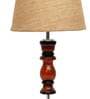 Venice Brown Natural Fiber Shade Night Lamp With Wood Base