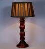 Montage Brown Fabric Shade Night Lamp With Wood Base