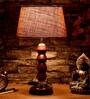 Mountwill Brown Natural Fiber Shade Night Lamp With Wood Base