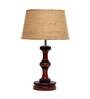 Salerno Brown Natural Fiber Shade Night Lamp With Wood Base