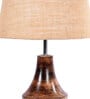 Marazzi Brown Natural Fiber Shade Night Lamp With Wood Base