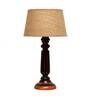Daisy Brown Natural Fiber Shade Night Lamp With Wood Base