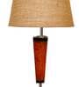 Milan Brown Natural Fiber Shade Night Lamp With Wood Base