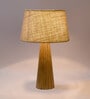 Holly Brown Natural Fiber Shade Night Lamp With Wood Base