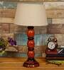 Bezalel Brown Natural Fiber Shade Night Lamp With Wood Base