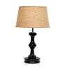 Groove Brown Natural Fiber Shade Night Lamp With Wood Base