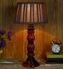 Montage Brown Fabric Shade Night Lamp With Wood Base