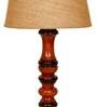 Yogasana Brown Fabric Shade Night Lamp With Wood Base