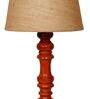 Brown Natural Fiber Shade Night Lamp With Wood Base