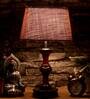 Salerno Brown Natural Fiber Shade Night Lamp With Wood Base