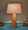 Holly Brown Natural Fiber Shade Night Lamp With Wood Base